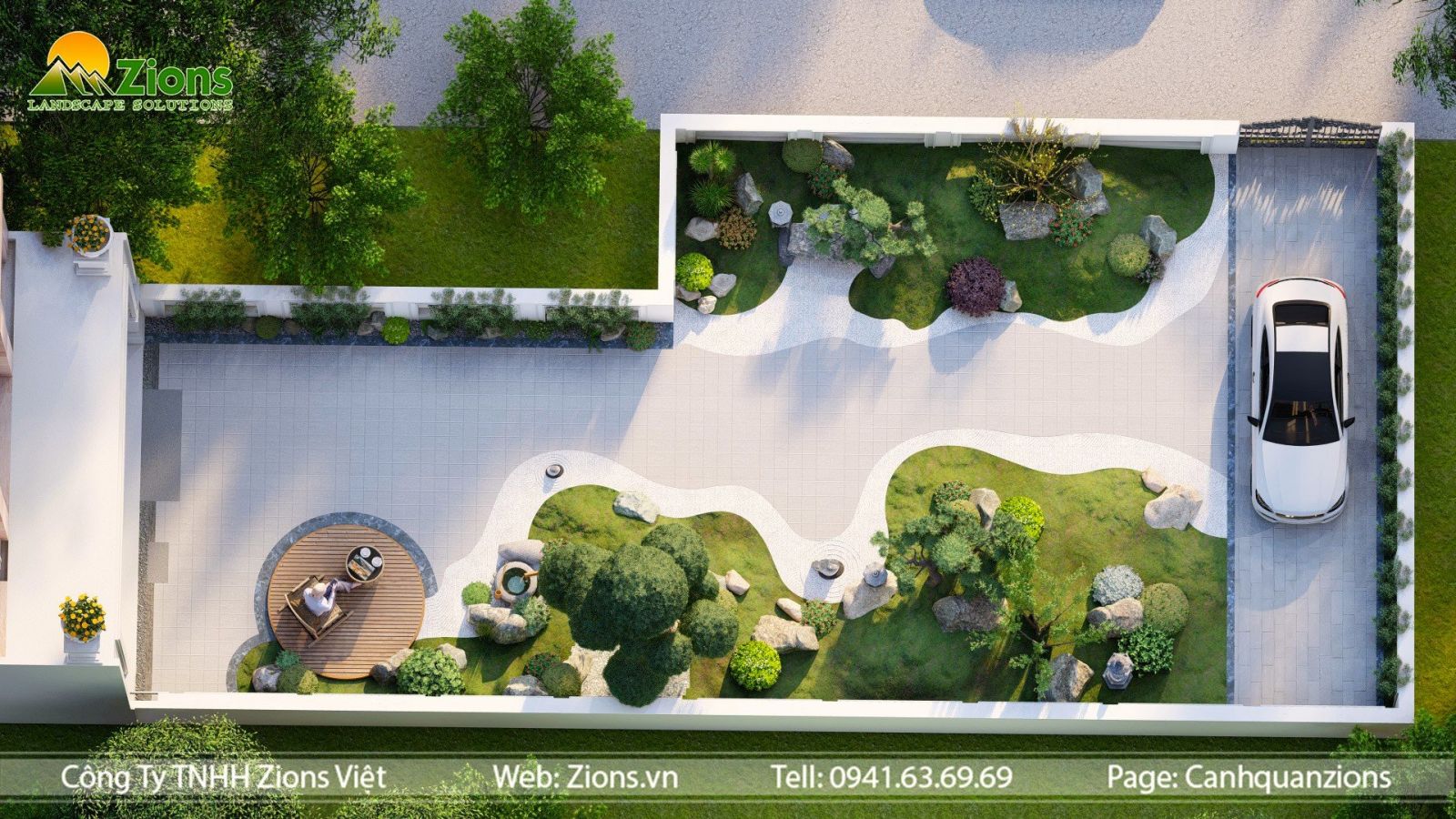 Thiết kế sân vườn trước nhà tại Sóc Sơn - Zion's